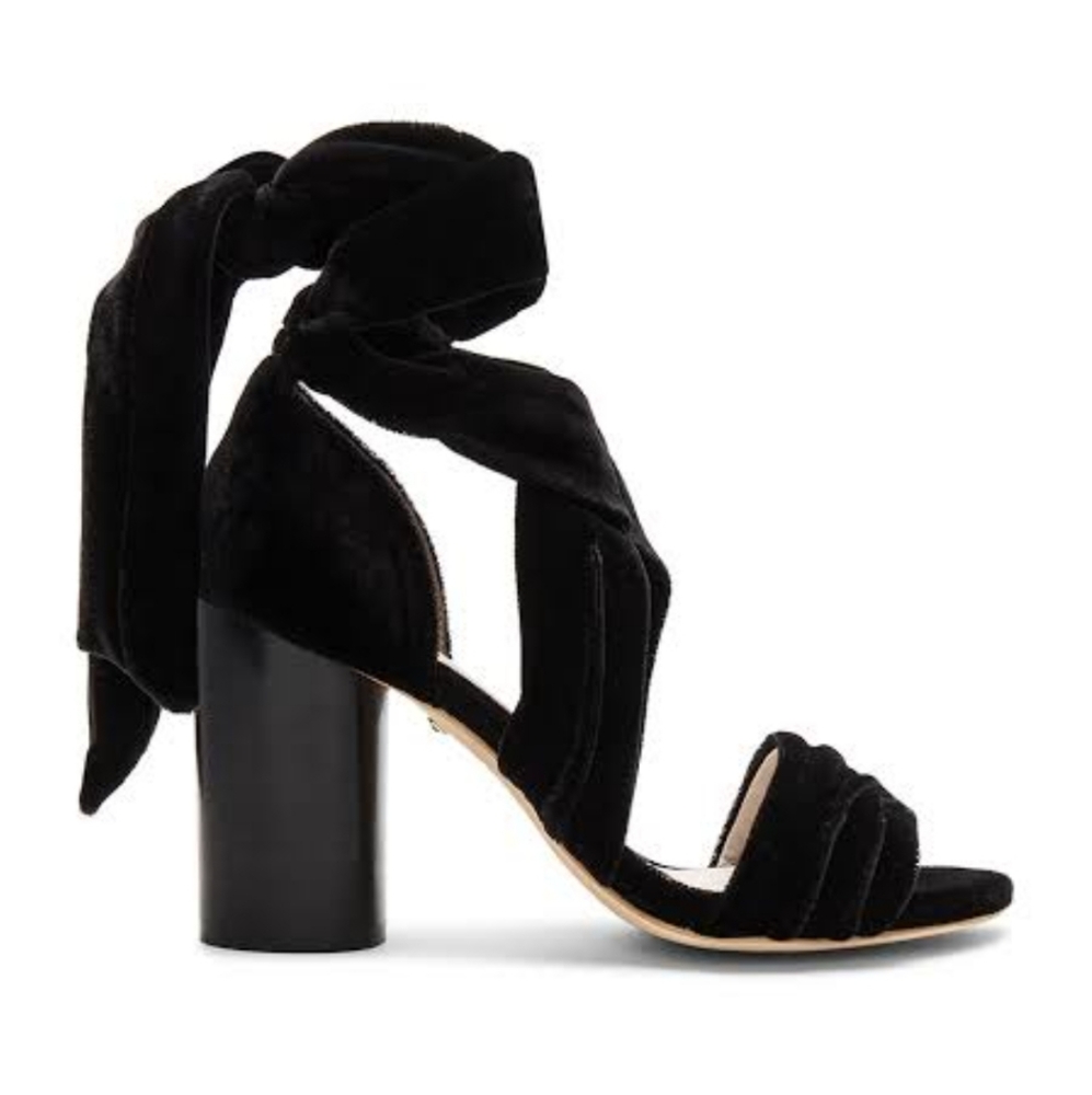 Raye black velvet heels